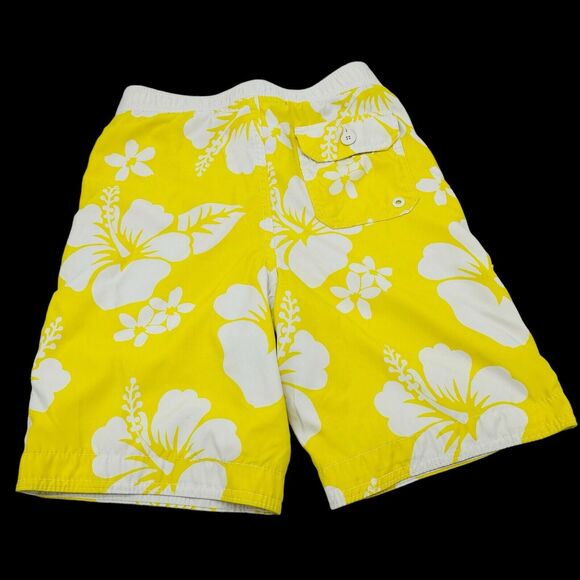 Abercrombie & Fitch Board Shorts Hawaiian Floral Swim Trunks Mens Size S Yellow - Picture 3 of 6